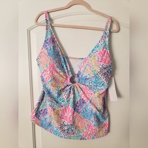 Lilly Pulitzer Brenta Tankini Top in Multi Splash Dance Size 16 NWT *FREE SHIP!*